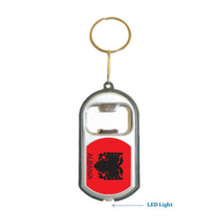 Albania Flag 3 in 1 Bottle Opener LED Light KeyChain KeyRing Holder