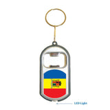 Andorra Flag 3 in 1 Bottle Opener LED Light KeyChain KeyRing Holder