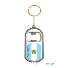 Argentina Flag 3 in 1 Bottle Opener LED Light KeyChain KeyRing Holder