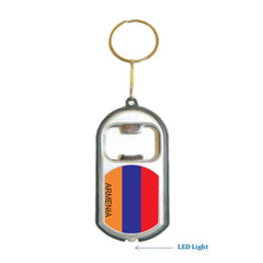 Armenia Flag 3 in 1 Bottle Opener LED Light KeyChain KeyRing Holder