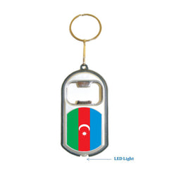 Azerbaijan Flag 3 in 1 Bottle Opener LED Light KeyChain KeyRing Holder