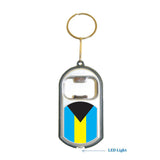 Bahamas Flag 3 in 1 Bottle Opener LED Light KeyChain KeyRing Holder