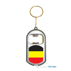 Belgium Flag 3 in 1 Bottle Opener LED Light KeyChain KeyRing Holder