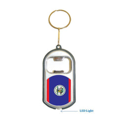 Belize Flag 3 in 1 Bottle Opener LED Light KeyChain KeyRing Holder
