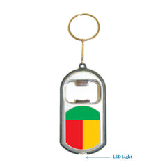 Benin Flag 3 in 1 Bottle Opener LED Light KeyChain KeyRing Holder