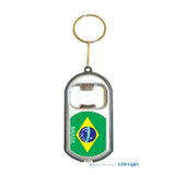 Brasil Flag 3 in 1 Bottle Opener LED Light KeyChain KeyRing Holder