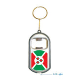 Burundi Flag 3 in 1 Bottle Opener LED Light KeyChain KeyRing Holder