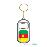 Cameroon Flag 3 in 1 Bottle Opener LED Light KeyChain KeyRing Holder