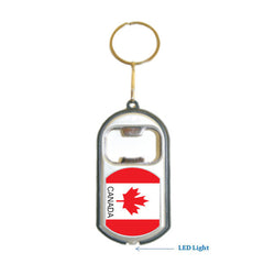 Canada Flag 3 in 1 Bottle Opener LED Light KeyChain KeyRing Holder