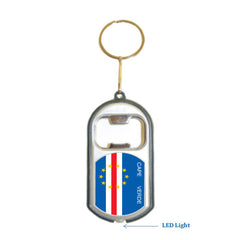 Cape Verde Flag 3 in 1 Bottle Opener LED Light KeyChain KeyRing Holder