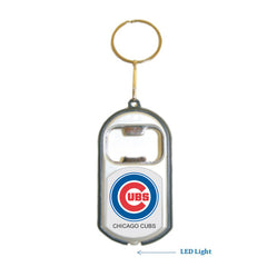 Chicago Cubs MLB 3 in 1 Bottle Opener LED Light KeyChain KeyRing Holder