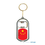 China Flag 3 in 1 Bottle Opener LED Light KeyChain KeyRing Holder