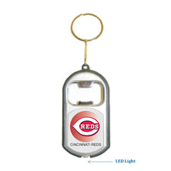 Cincinnati Reds MLB 3 in 1 Bottle Opener LED Light KeyChain KeyRing Holder
