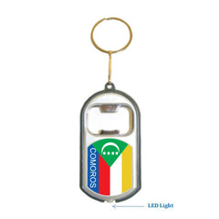Comoros 2 Flag 3 in 1 Bottle Opener LED Light KeyChain KeyRing Holder