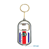 Costa Rica Flag 3 in 1 Bottle Opener LED Light KeyChain KeyRing Holder