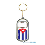 Cuba Flag 3 in 1 Bottle Opener LED Light KeyChain KeyRing Holder