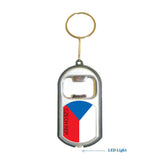 Czech Rep. Flag 3 in 1 Bottle Opener LED Light KeyChain KeyRing Holder