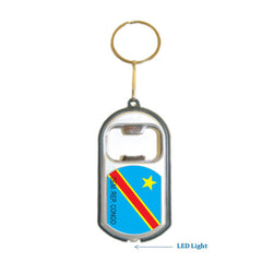 Dem. Rep. Congo 2 Flag 3 in 1 Bottle Opener LED Light KeyChain KeyRing Holder