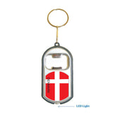 Denmark Flag 3 in 1 Bottle Opener LED Light KeyChain KeyRing Holder