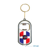 Dominican Rep. Flag 3 in 1 Bottle Opener LED Light KeyChain KeyRing Holder