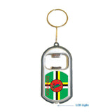 Dominica Flag 3 in 1 Bottle Opener LED Light KeyChain KeyRing Holder