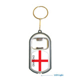 England Flag 3 in 1 Bottle Opener LED Light KeyChain KeyRing Holder
