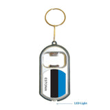 Estonia Flag 3 in 1 Bottle Opener LED Light KeyChain KeyRing Holder