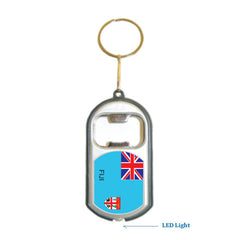 Fiji Flag 3 in 1 Bottle Opener LED Light KeyChain KeyRing Holder