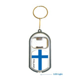 Finland Flag 3 in 1 Bottle Opener LED Light KeyChain KeyRing Holder