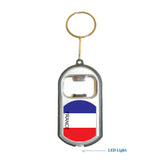 France Flag 3 in 1 Bottle Opener LED Light KeyChain KeyRing Holder