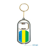 Gabon Flag 3 in 1 Bottle Opener LED Light KeyChain KeyRing Holder