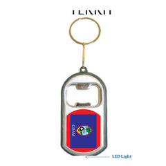 Guam USA State 3 in 1 Bottle Opener LED Light KeyChain KeyRing Holder