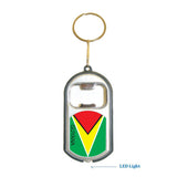 Guyana Flag 3 in 1 Bottle Opener LED Light KeyChain KeyRing Holder