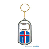 Iceland Flag 3 in 1 Bottle Opener LED Light KeyChain KeyRing Holder