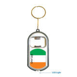 Ireland Flag 3 in 1 Bottle Opener LED Light KeyChain KeyRing Holder