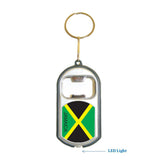 Jamaica Flag 3 in 1 Bottle Opener LED Light KeyChain KeyRing Holder