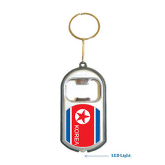 Korea North Flag 3 in 1 Bottle Opener LED Light KeyChain KeyRing Holder