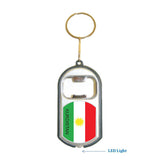 Kurdistan Flag 3 in 1 Bottle Opener LED Light KeyChain KeyRing Holder