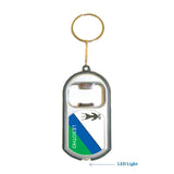 Lesotho Flag 3 in 1 Bottle Opener LED Light KeyChain KeyRing Holder