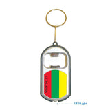 Lithuania Flag 3 in 1 Bottle Opener LED Light KeyChain KeyRing Holder