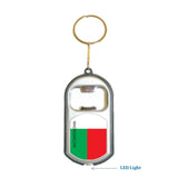 Madagascar Flag 3 in 1 Bottle Opener LED Light KeyChain KeyRing Holder