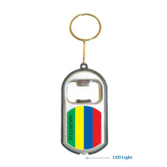 Mauritius Flag 3 in 1 Bottle Opener LED Light KeyChain KeyRing Holder