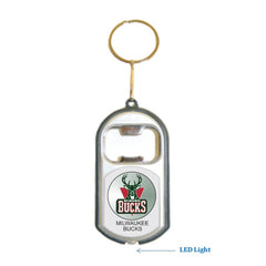 Milwaukee Bucks NBA 3 in 1 Bottle Opener LED Light KeyChain KeyRing Holder