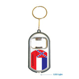 Mississippi USA State 3 in 1 Bottle Opener LED Light KeyChain KeyRing Holder