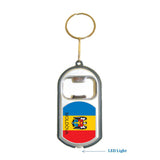 Moldova Flag 3 in 1 Bottle Opener LED Light KeyChain KeyRing Holder