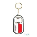 Monaco Flag 3 in 1 Bottle Opener LED Light KeyChain KeyRing Holder