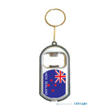 New Zealand Flag 3 in 1 Bottle Opener LED Light KeyChain KeyRing Holder