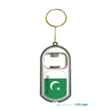 Pakistan Flag 3 in 1 Bottle Opener LED Light KeyChain KeyRing Holder