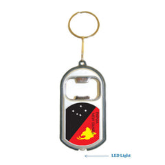 Papua New Gunea Flag 3 in 1 Bottle Opener LED Light KeyChain KeyRing Holder