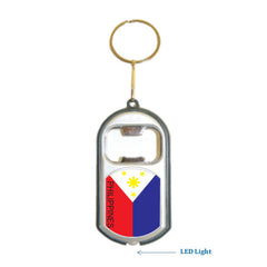 Philippines Flag 3 in 1 Bottle Opener LED Light KeyChain KeyRing Holder